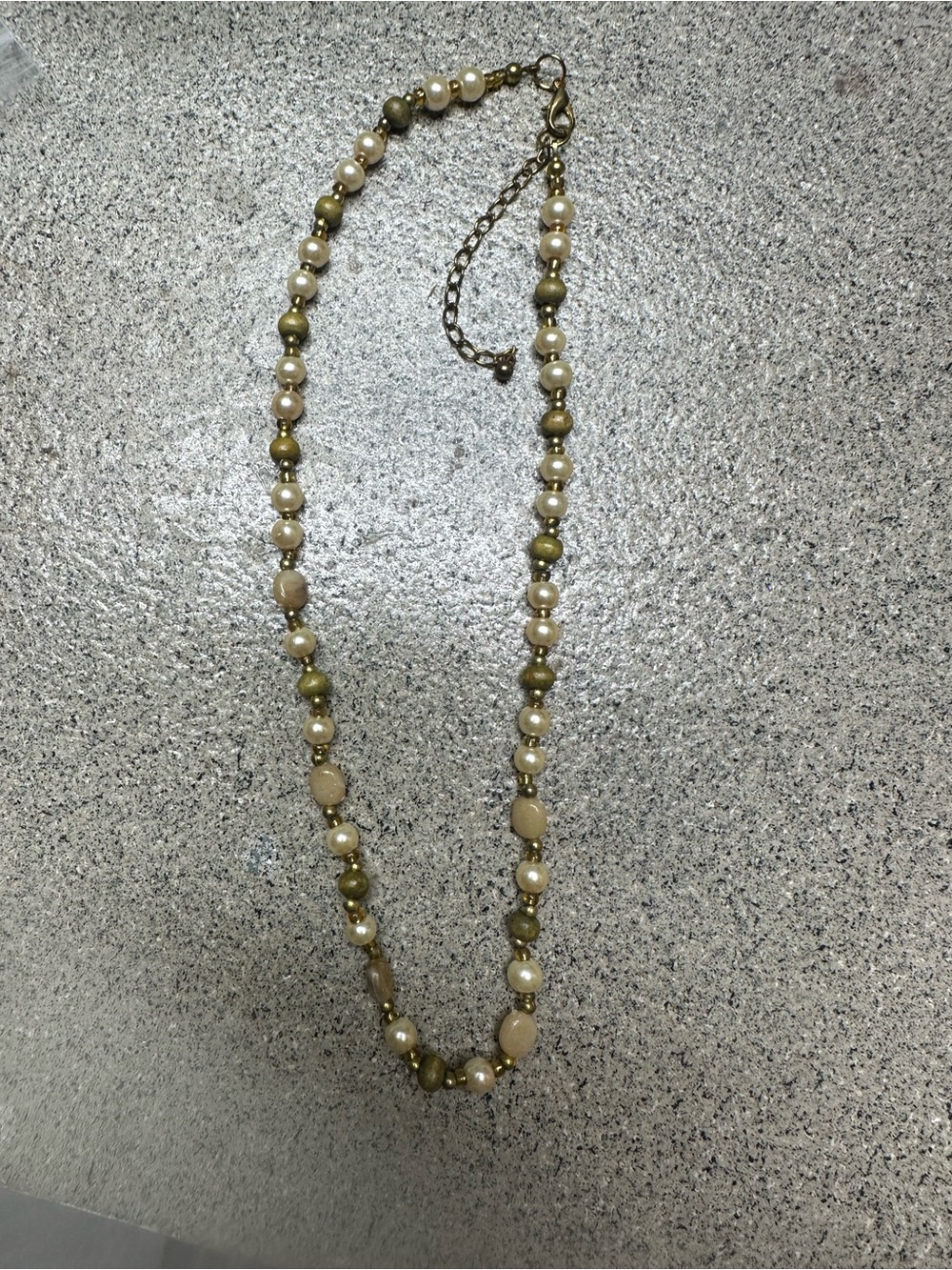 Unbranded Cream Pearl and Olive Bead Necklace